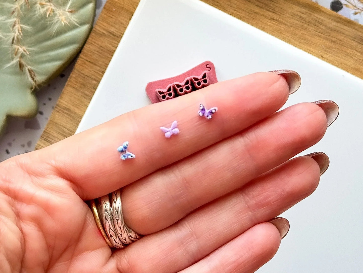 Thin Clay Cutter Mini Butterfly, set of 6 tiny 5 mm miniature cutters or single cutter for very thin clay-Micro Clay Cutters