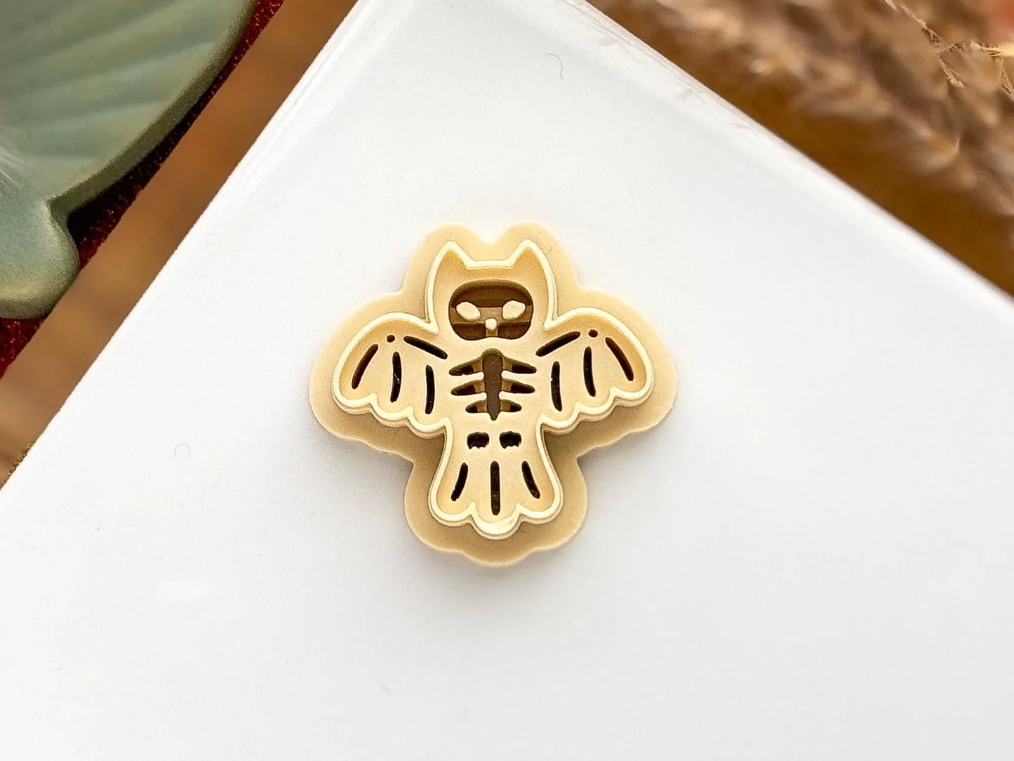 Owl Clay Cutter, cute Halloween skeleton owl cutter for polymer and silver clay, printed in the FC studio-Gothic / Alt Cutters