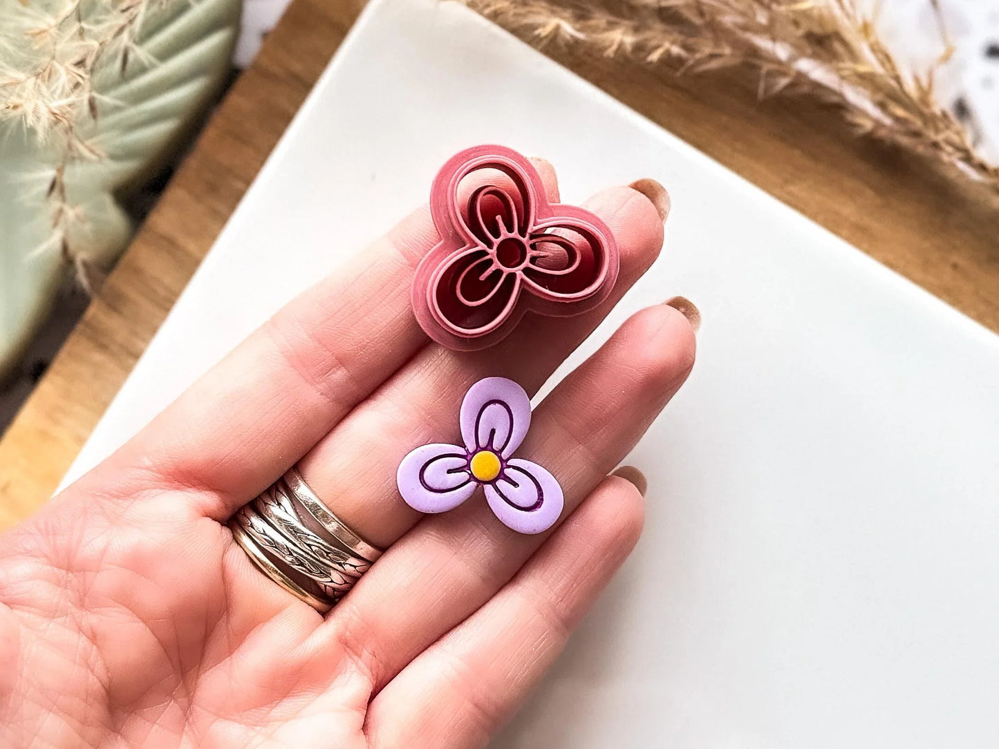 Flower Clay Cutter, detailed 3 petal flower cutter for polymer clay and silver clay crafts, 2 - 4.5 cm, UK made-Floral Clay Cutters