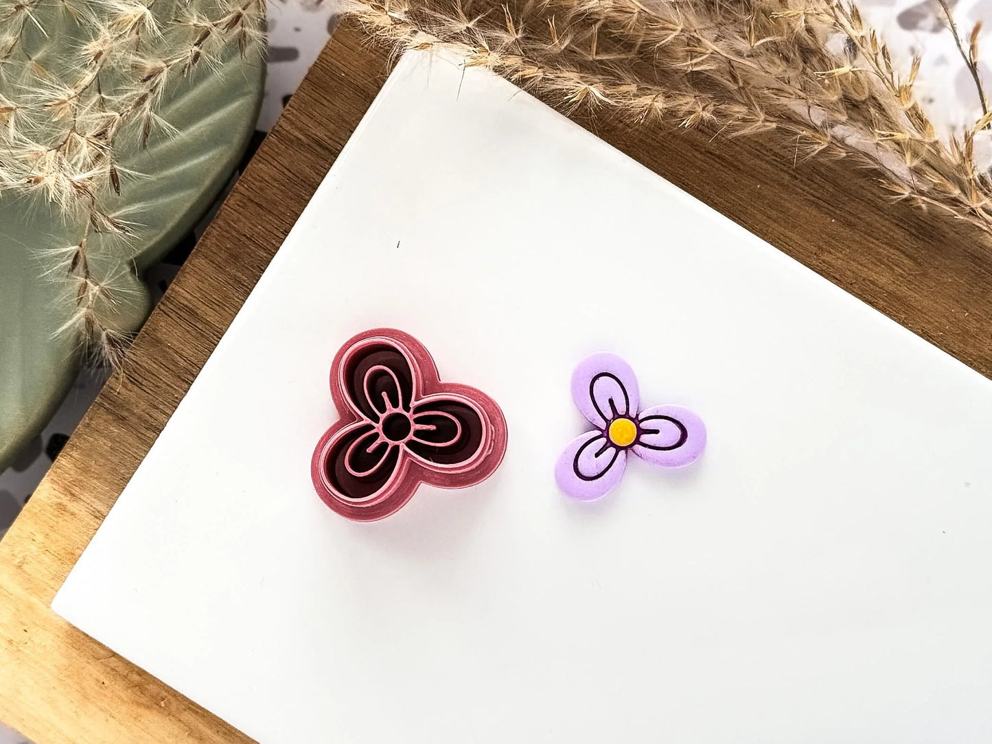 Flower Clay Cutter, detailed 3 petal flower cutter for polymer clay and silver clay crafts, 2 - 4.5 cm, UK made-Floral Clay Cutters