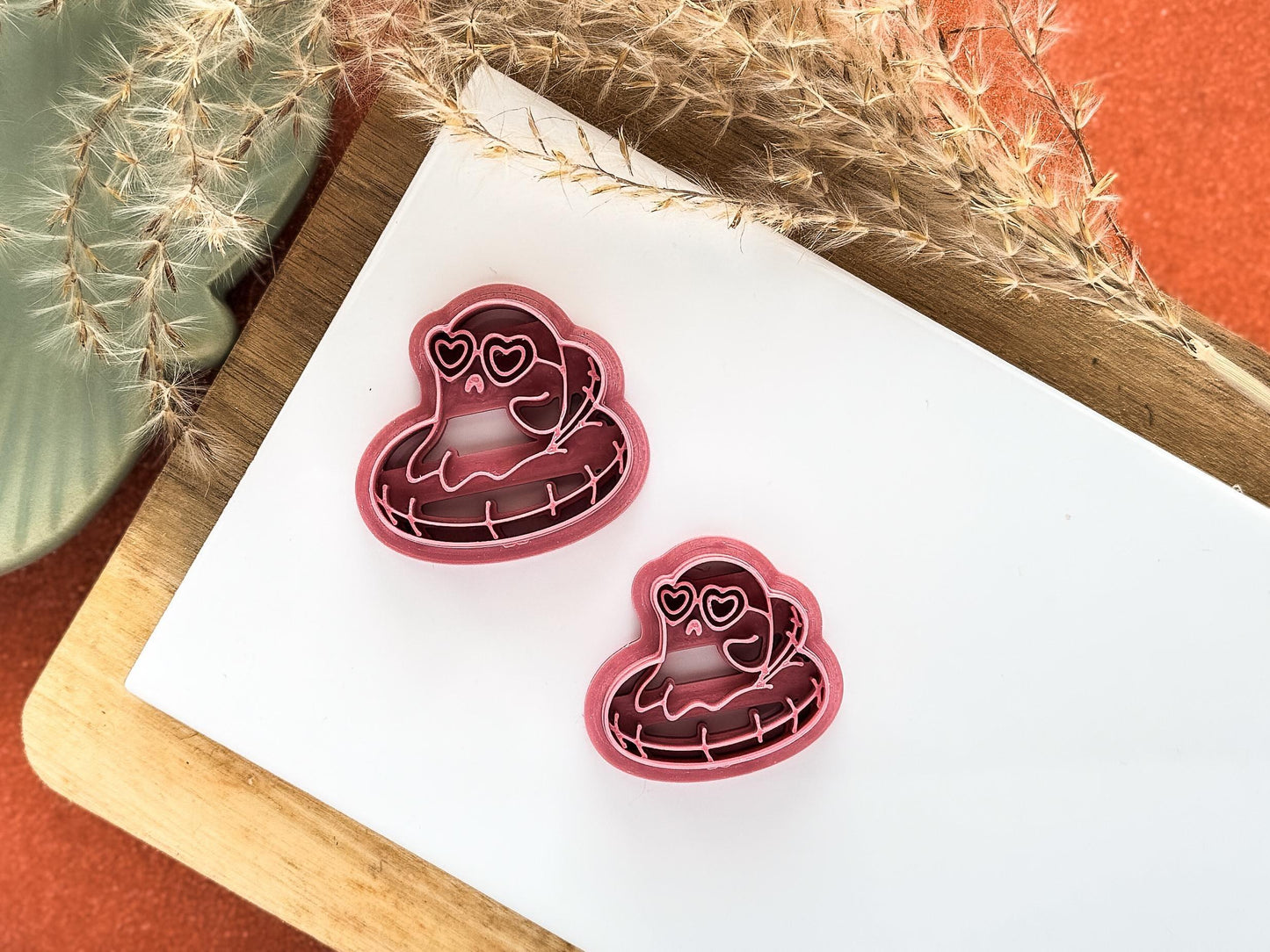 Summer Ghost Clay Cutter, relaxed ghost in pool floatie cutter for polymer and silver clay!-Halloween / Goth Cutters