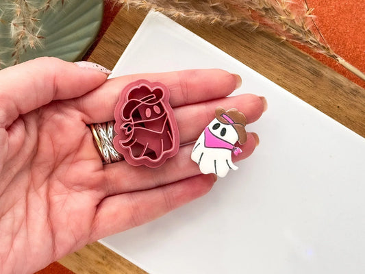 Cowboy Ghost Clay Cutter, cute Halloween ghost with bandana and hat, cutter for polymer and silver clay, Made in the UK-Gothic / Alt Cutters