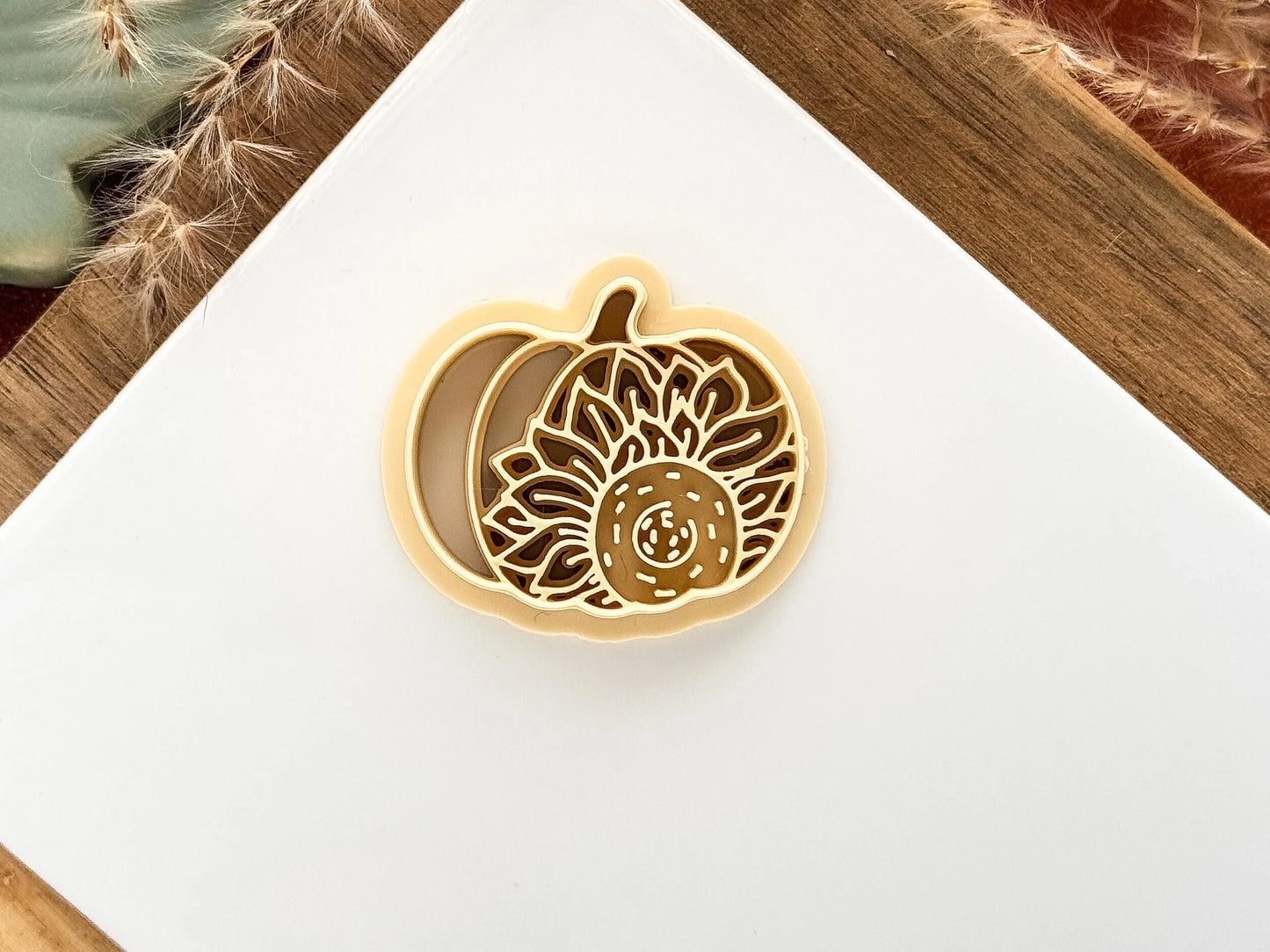 Sunflower Pumpkin Cutter, floral Autumn cutter for polymer clay and silver clay, UK made-Halloween / Goth Cutters