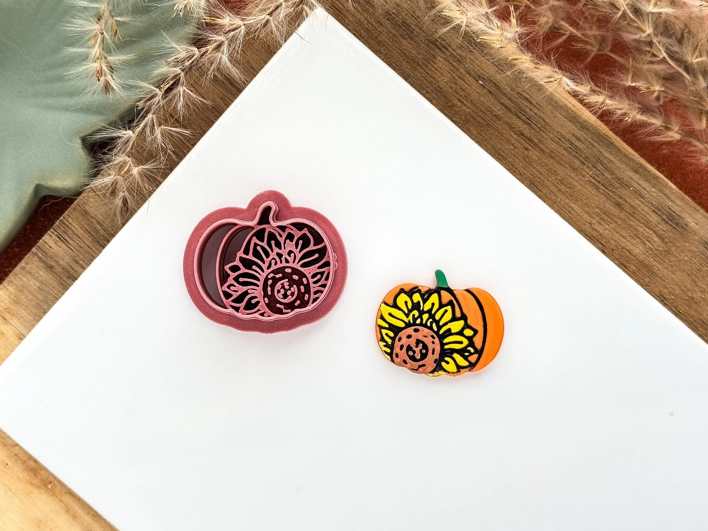 Sunflower Pumpkin Cutter, floral Autumn cutter for polymer clay and silver clay, UK made-Halloween / Goth Cutters