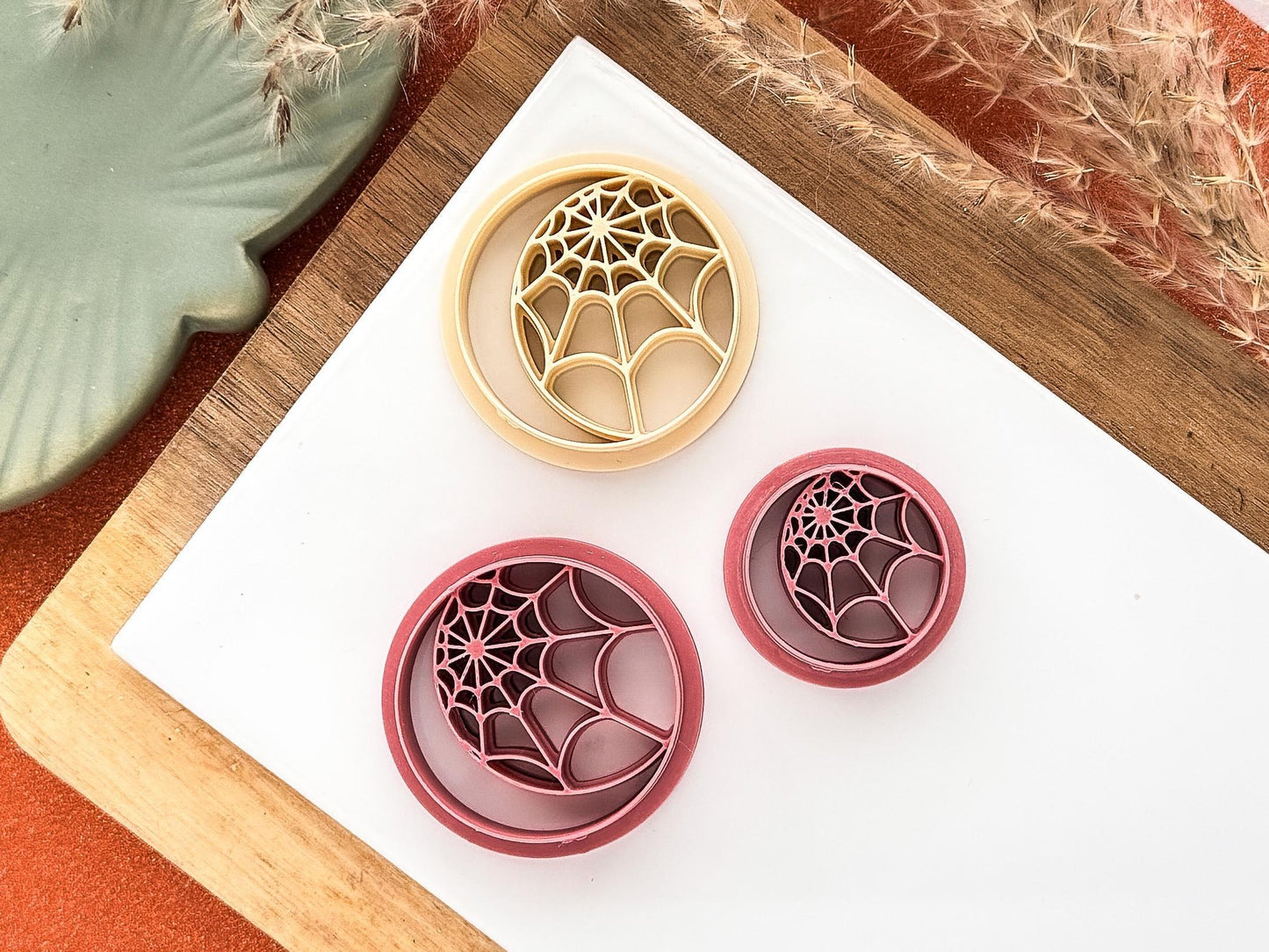Webbed Moon Clay Cutter, Halloween themed circular cutter for polymer clay and silver clay, UK made-Halloween / Goth Cutters
