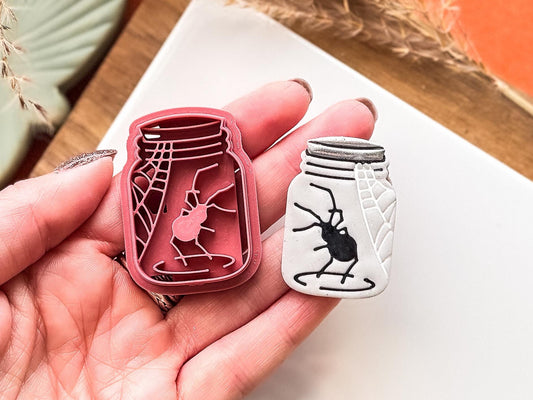 Spider Jar Clay Cutter, halloween or autumn themed cutter for polymer clay and silver clay, various sizes, UK made-Halloween / Goth Cutters