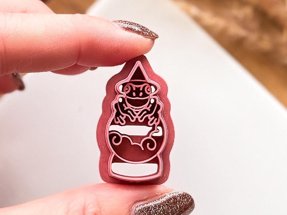 Wizard Frog Clay Cutter, mystical halloween themed cutter for polymer clay and silver clay, various sizes, UK made-Halloween / Goth Cutters