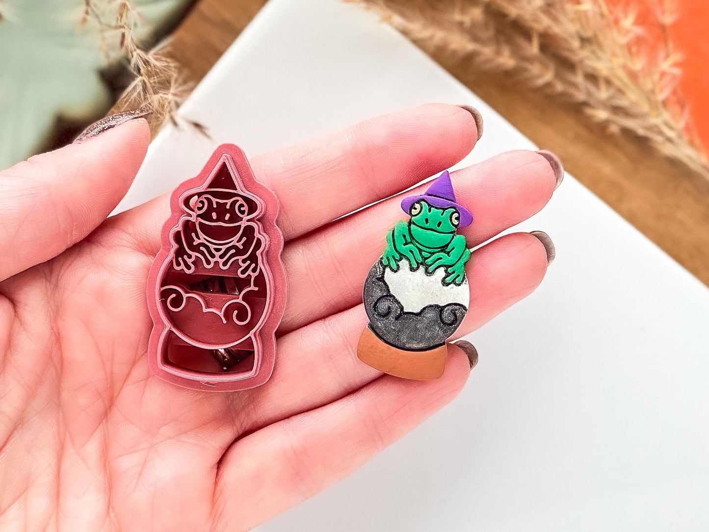 Wizard Frog Clay Cutter, mystical halloween themed cutter for polymer clay and silver clay, various sizes, UK made-Halloween / Goth Cutters