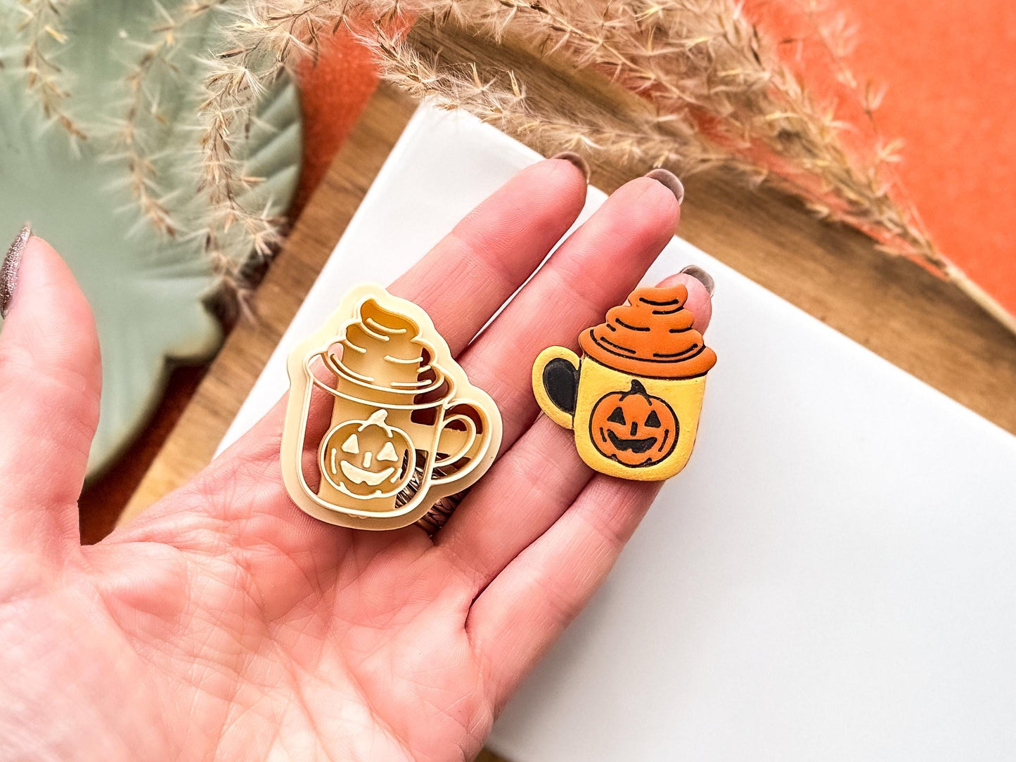 Pumpkin spice clay cutter, Halloween hot drink shaped cutter for polymer clay and silver clay, various sizes available, UK made-Halloween / Goth Cutters