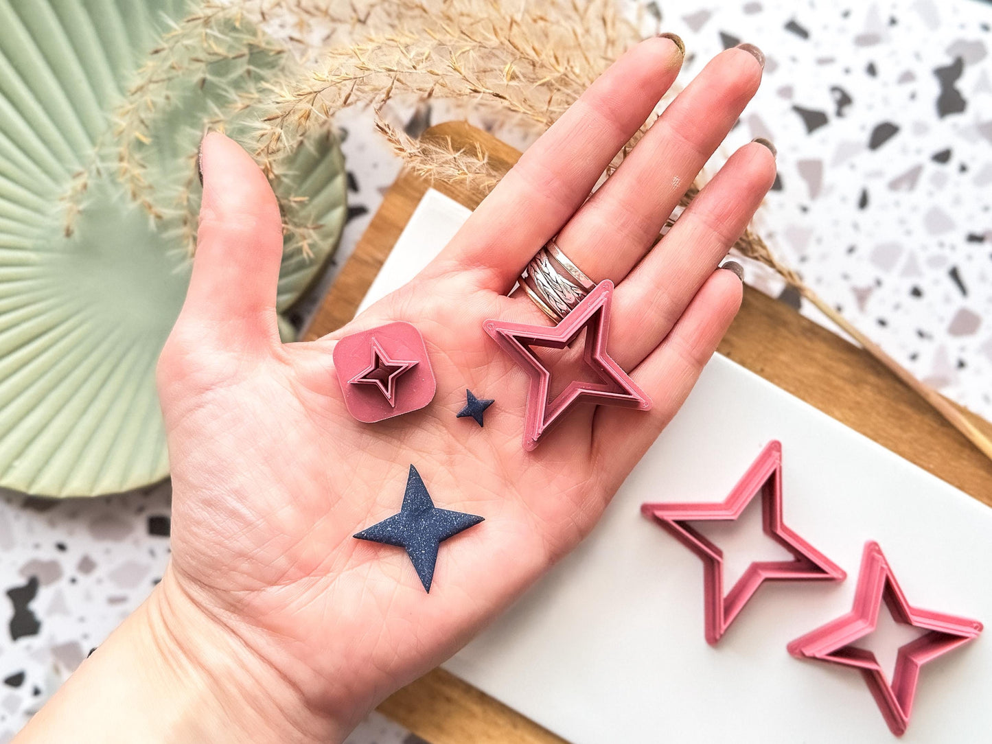 Star Polymer Clay Cutters, 4 Point Star Shape, Celestial cutters for polymer clay and silver clay, Made in the UK-Celestial Clay Cutters