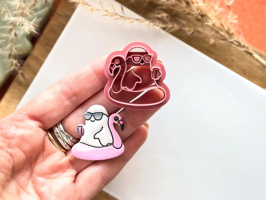 Summer Ghost Clay Cutter, cute pool party ghost cutter for polymer clay and silver clay-Halloween / Goth Cutters