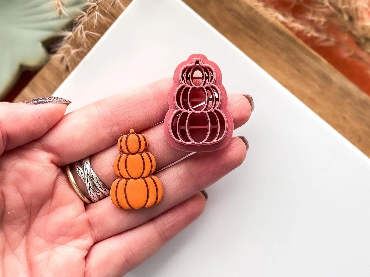 Pumpkin Stack Cutter, triple pumpkin pile cutter for polymer clay and silver clay, UK made-Halloween / Goth Cutters