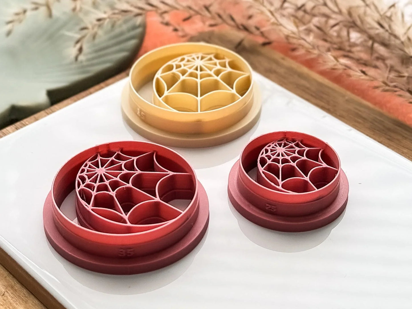 Webbed Moon Clay Cutter, Halloween themed circular cutter for polymer clay and silver clay, UK made-Halloween / Goth Cutters