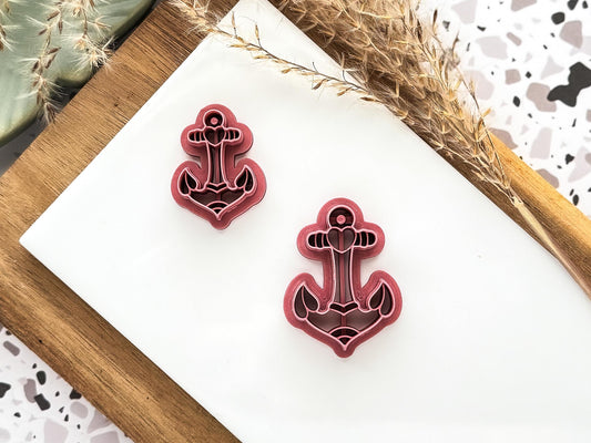 Heart Anchor Clay Cutter, embossing cutter for making maritime themed clay designs! 5 sizes 3 - 5 cm, UK Made-Halloween / Goth Cutters