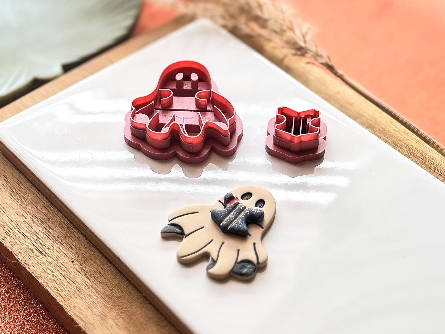 Ghost Clay Cutter Boy: Male ghost shaped cutter with open book, 5 sizes available, UK Made-Halloween / Goth Cutters