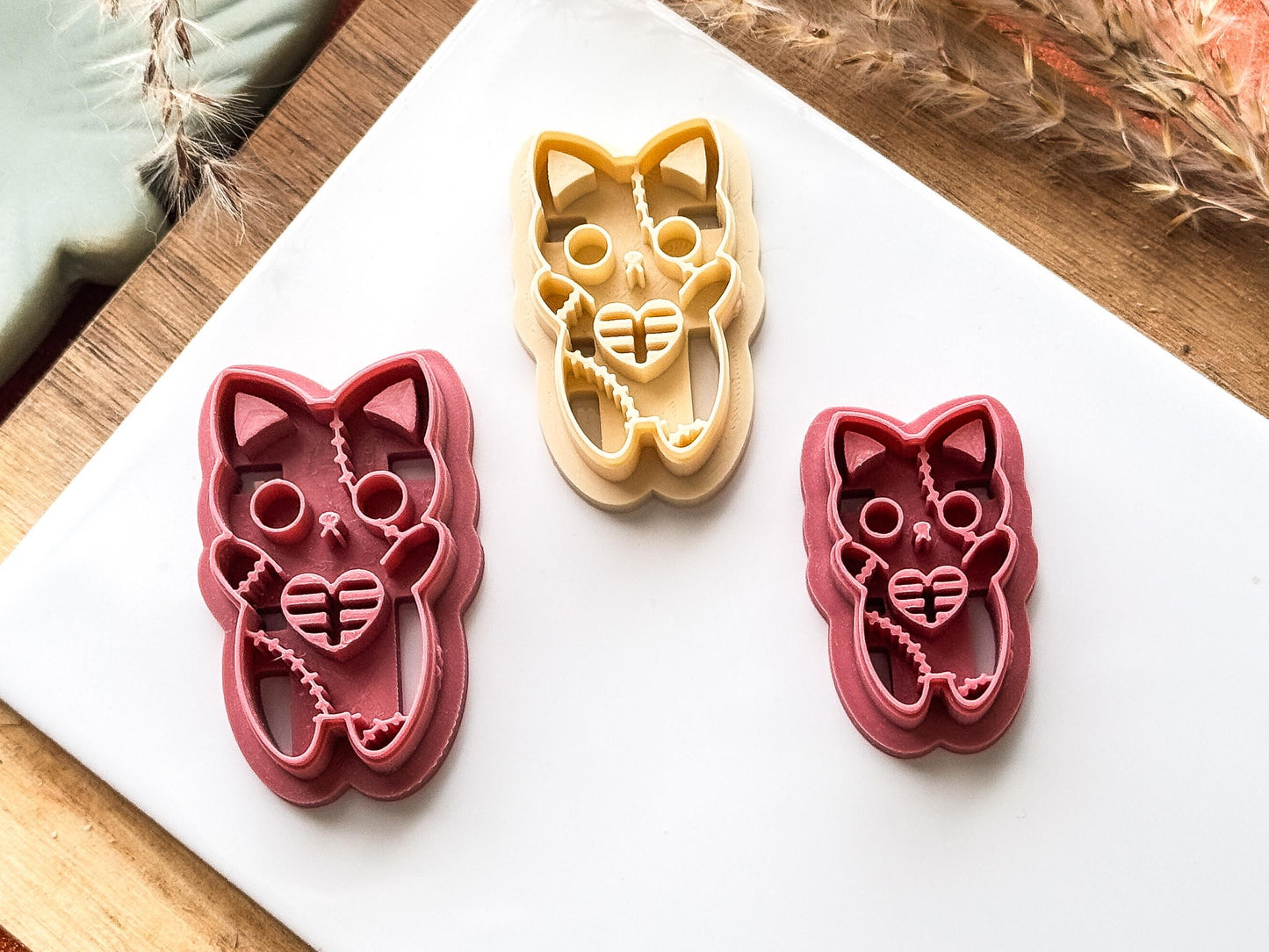 Zombie Cat Clay Cutter 2, spooky cute Halloween cutter for polymer clay and silver clay, various sizes, UK made-Halloween / Goth Cutters