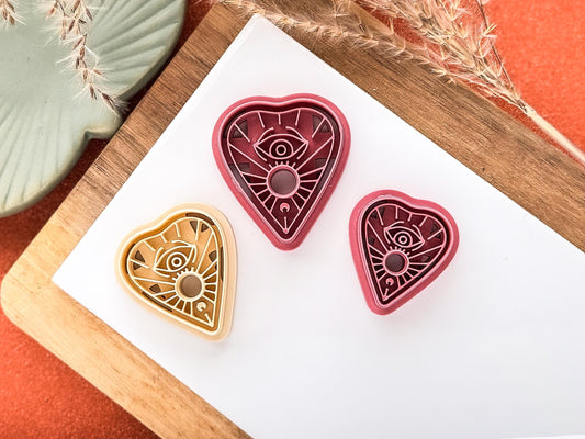 Planchette Clay Cutter, gothic halloween ouija cutter for polymer clay and silver clay, various sizes, UK made-Halloween / Goth Cutters