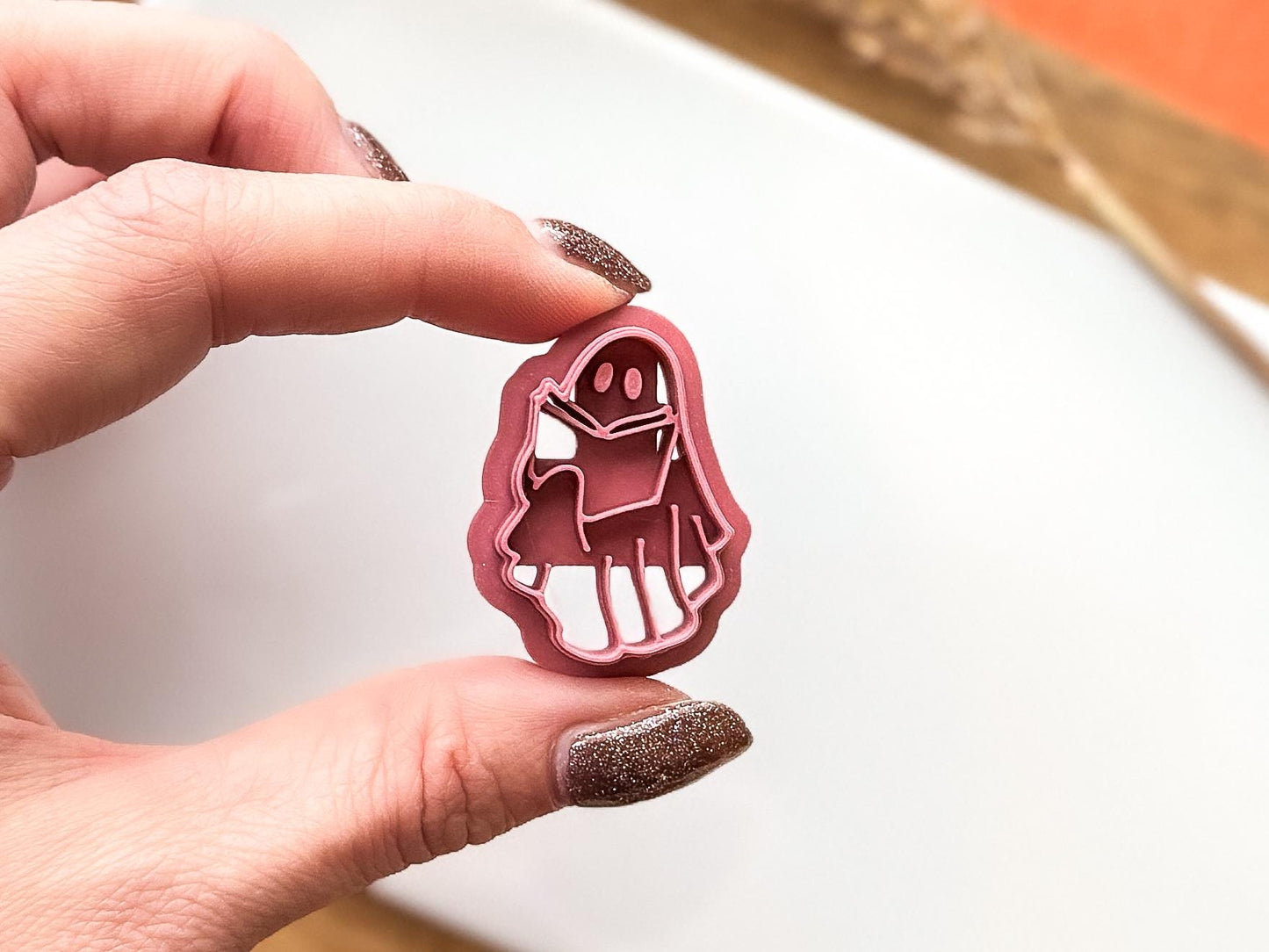 Halloween Clay Cutter Ghost with Book, cute spooky cutter for polymer and silver clay, Made in the UK-Halloween / Goth Cutters