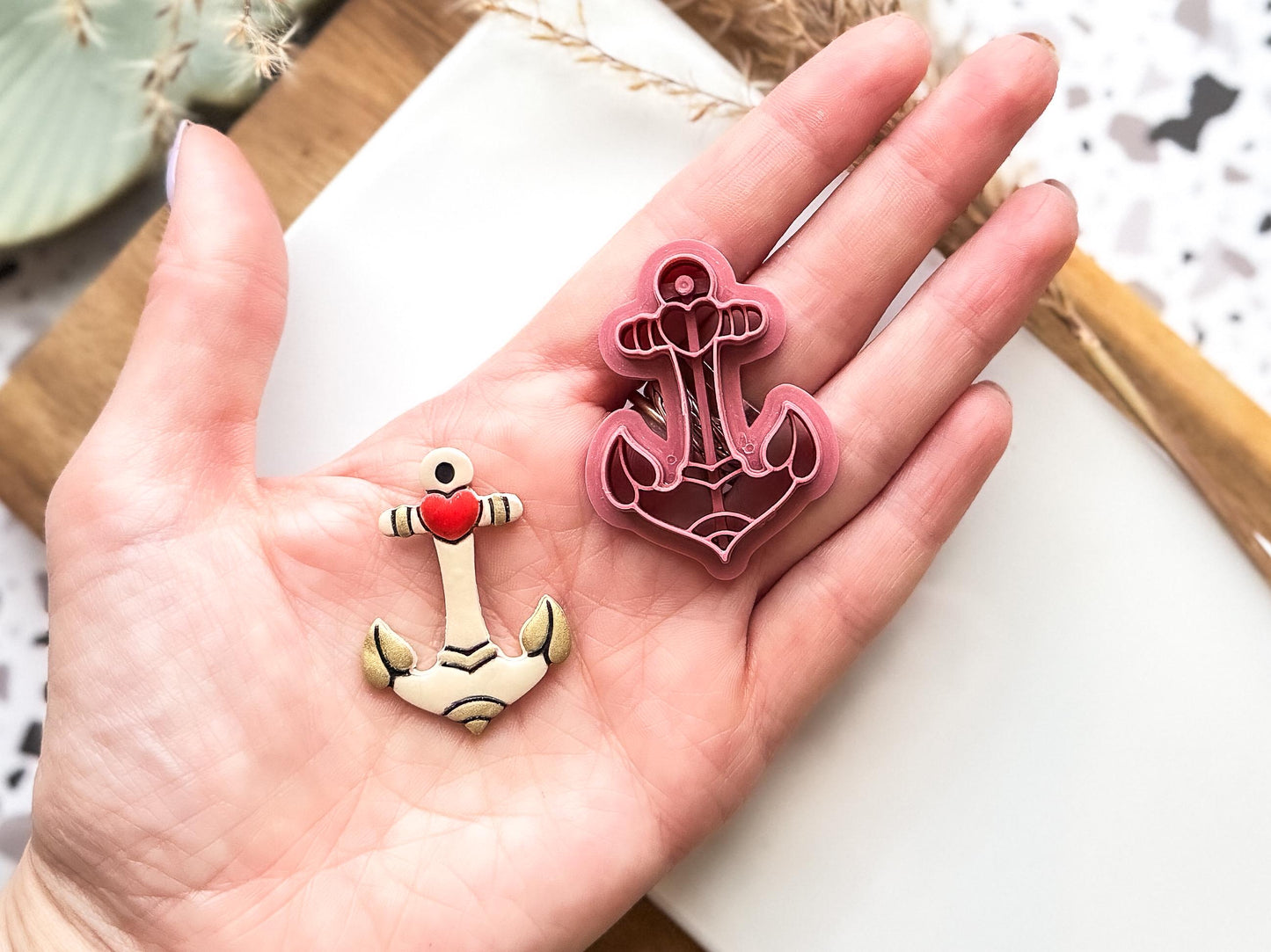 Heart Anchor Clay Cutter, embossing cutter for making maritime themed clay designs! 5 sizes 3 - 5 cm, UK Made-Halloween / Goth Cutters