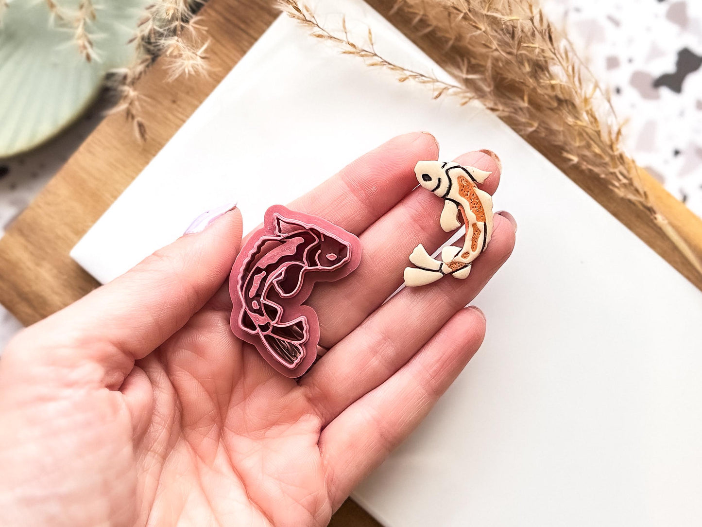 Koi Fish Clay Cutter, embossing cutter for polymer clay and silver clay, 5 sizes 2.5 - 4.5 cm, UK made-Animal & Nature Cutters