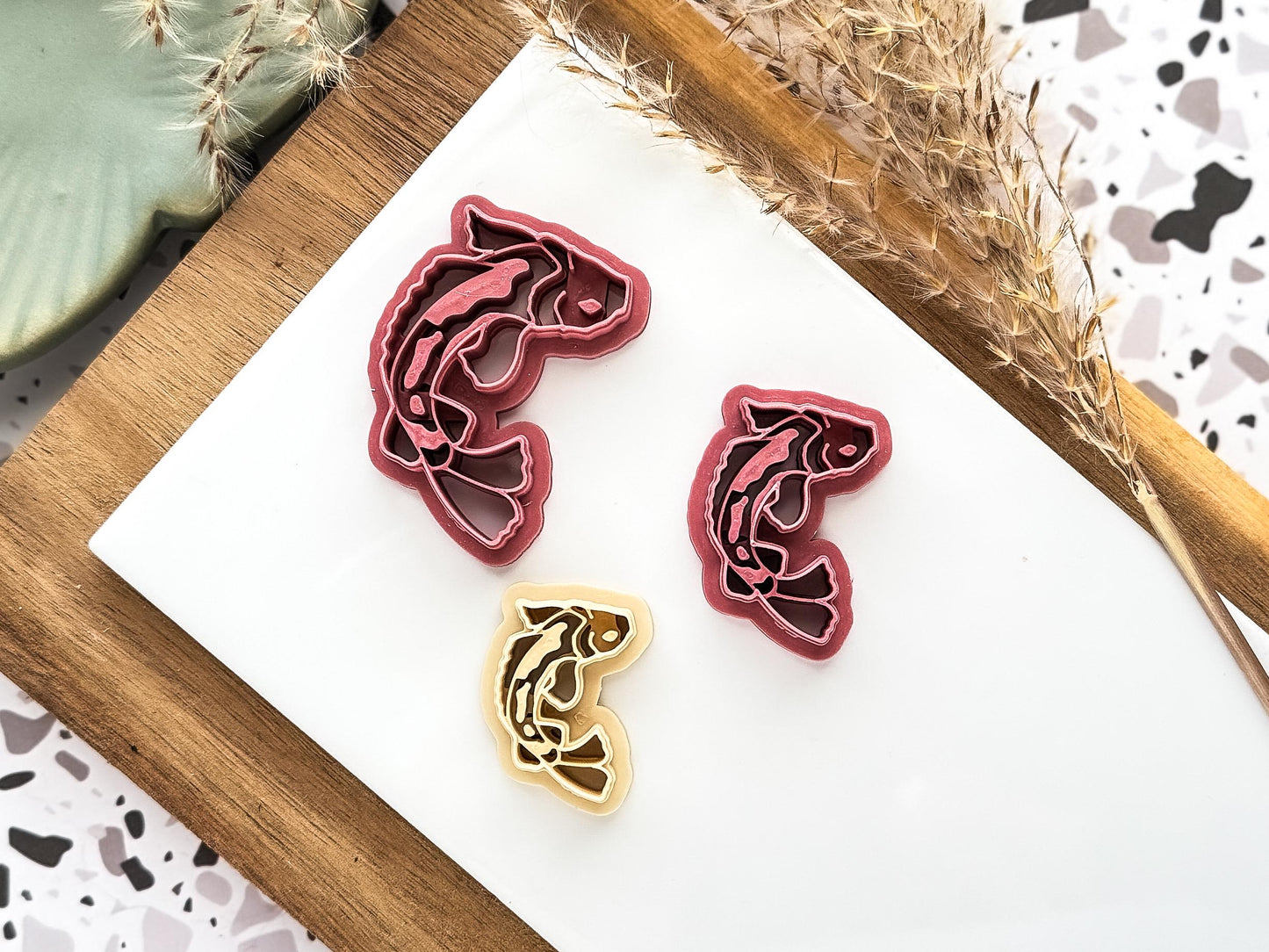 Koi Fish Clay Cutter, embossing cutter for polymer clay and silver clay, 5 sizes 2.5 - 4.5 cm, UK made-Animal & Nature Cutters
