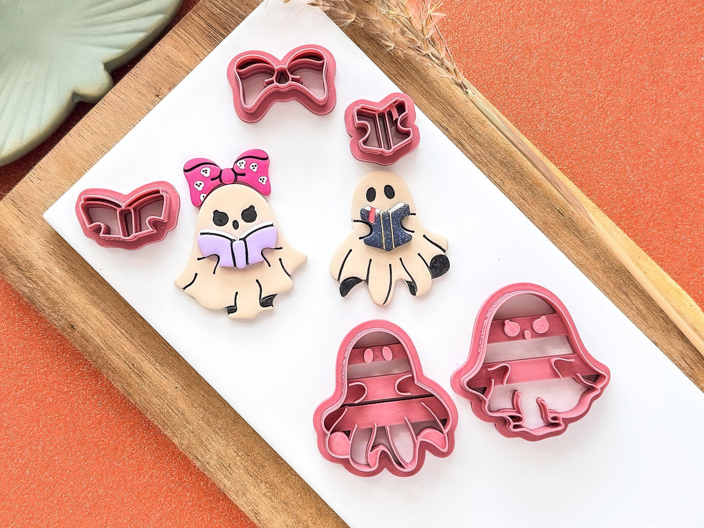 Ghost Clay Cutter Set, Boy and Girl Ghost cutters with books, 5 sizes available, UK Made-Halloween / Goth Cutters