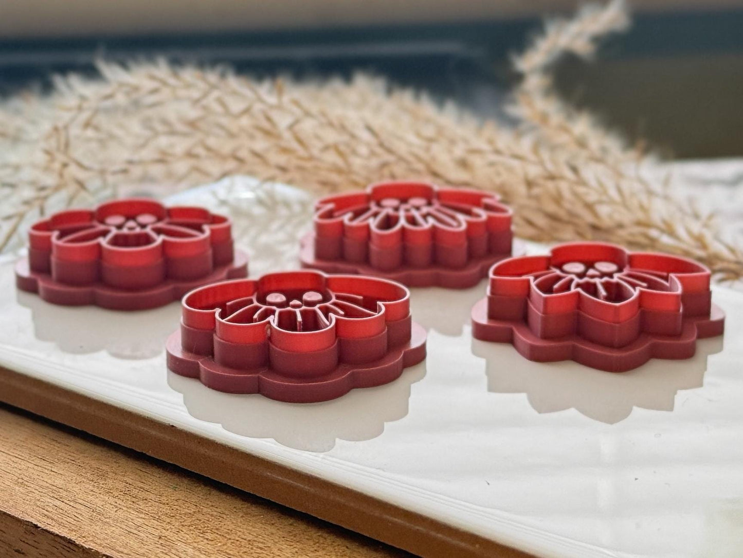 Skull Flower Polymer Clay Cutter Set: 4 Part Set Of Half Flower Cutters, Various Sizes, UK Made-Halloween / Goth Cutters