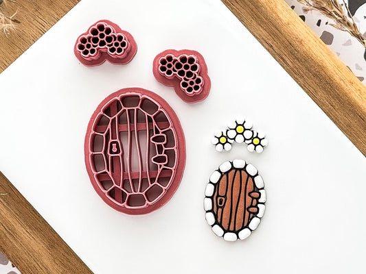 Fairy Door Cutter Set with Flowers: Cottagecore Polymer Clay Tool, UK Made-Cottagecore Cutters
