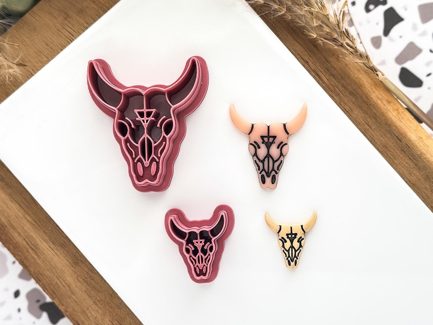 Occult symbol cow animal skull shaped cutter for gothic and halloween polymer clay earring making