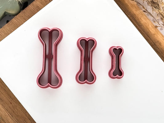 Bone Shaped Cutter, Outline Gothic Polymer and Silver Clay Tool, 2 cm - 4.5 cm, UK Made-Halloween / Goth Cutters