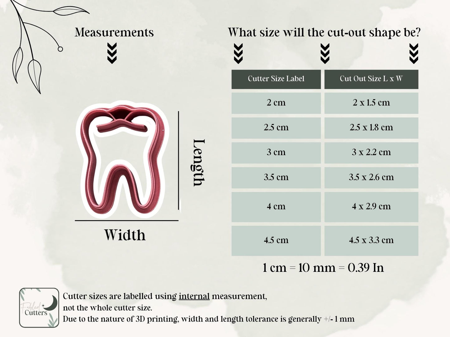 Tooth Clay Cutter: Molar Tooth Polymer Clay Tool, 2 - 4.5 cm-Halloween / Goth Cutters