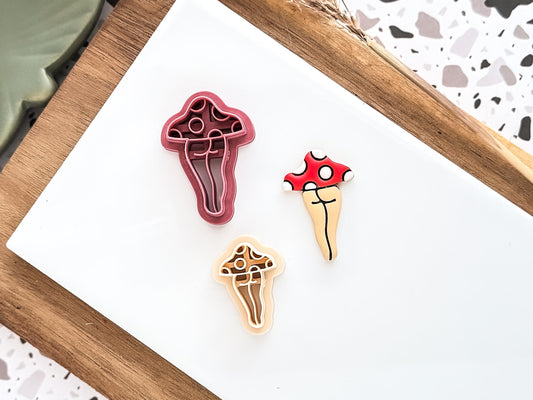 Cheeky Mushroom Cutter 1: Spotted Mushroom Lady Legs For Polymer Clay-Autumn Cutters