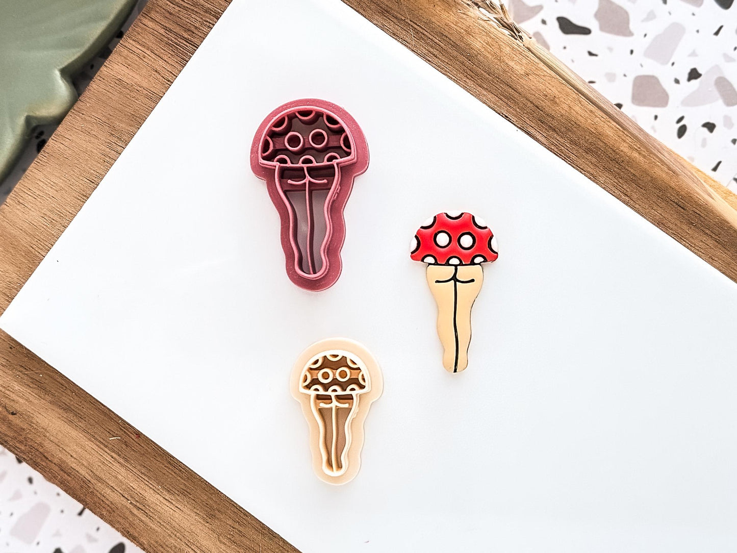 Cheeky Mushroom Cutter 4: Round Spotted Top Mushroom Lady Legs For Polymer Clay, 2.5 - 4.5 cm-Autumn Cutters