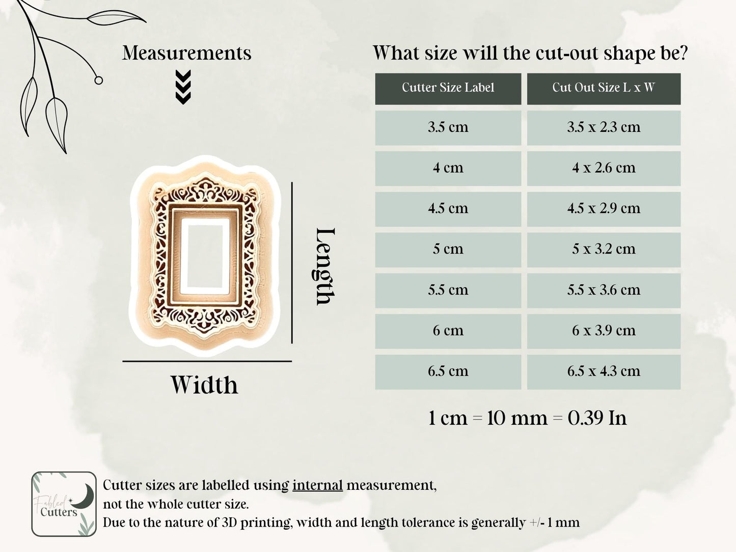Rectangle Frame Clay Cutter: Vintage Style Embossed Polymer Clay Tool, 3.5 - 6.5 cm-Romantic Clay Cutters