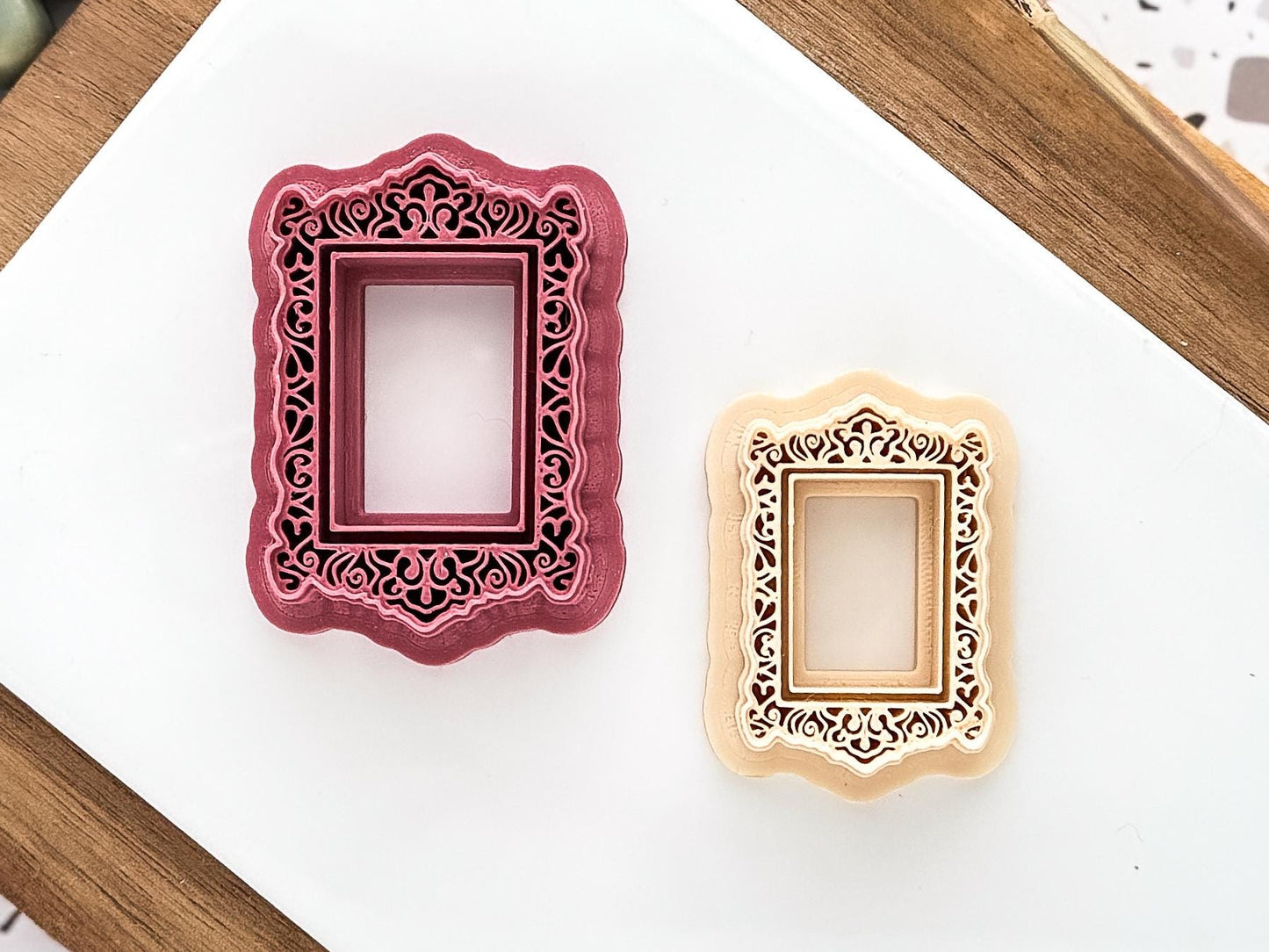 Rectangle Frame Clay Cutter: Vintage Style Embossed Polymer Clay Tool, 3.5 - 6.5 cm-Romantic Clay Cutters