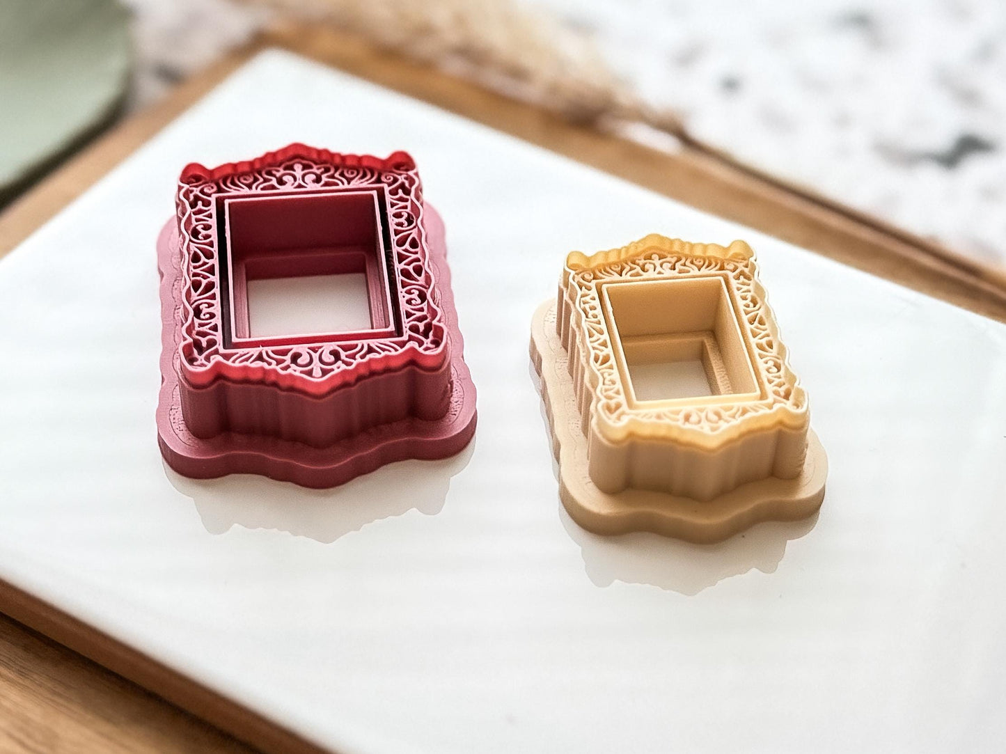 Rectangle Frame Clay Cutter: Vintage Style Embossed Polymer Clay Tool, 3.5 - 6.5 cm-Romantic Clay Cutters