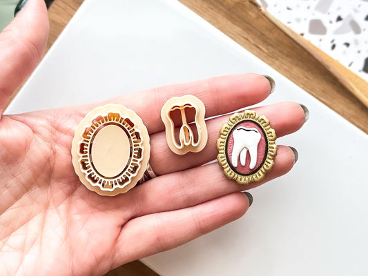 Gothic Frame Clay Cutter Set: Ornate Frame and Tooth Shaped Cutters, 2.5 - 4.5 cm-Halloween / Goth Cutters