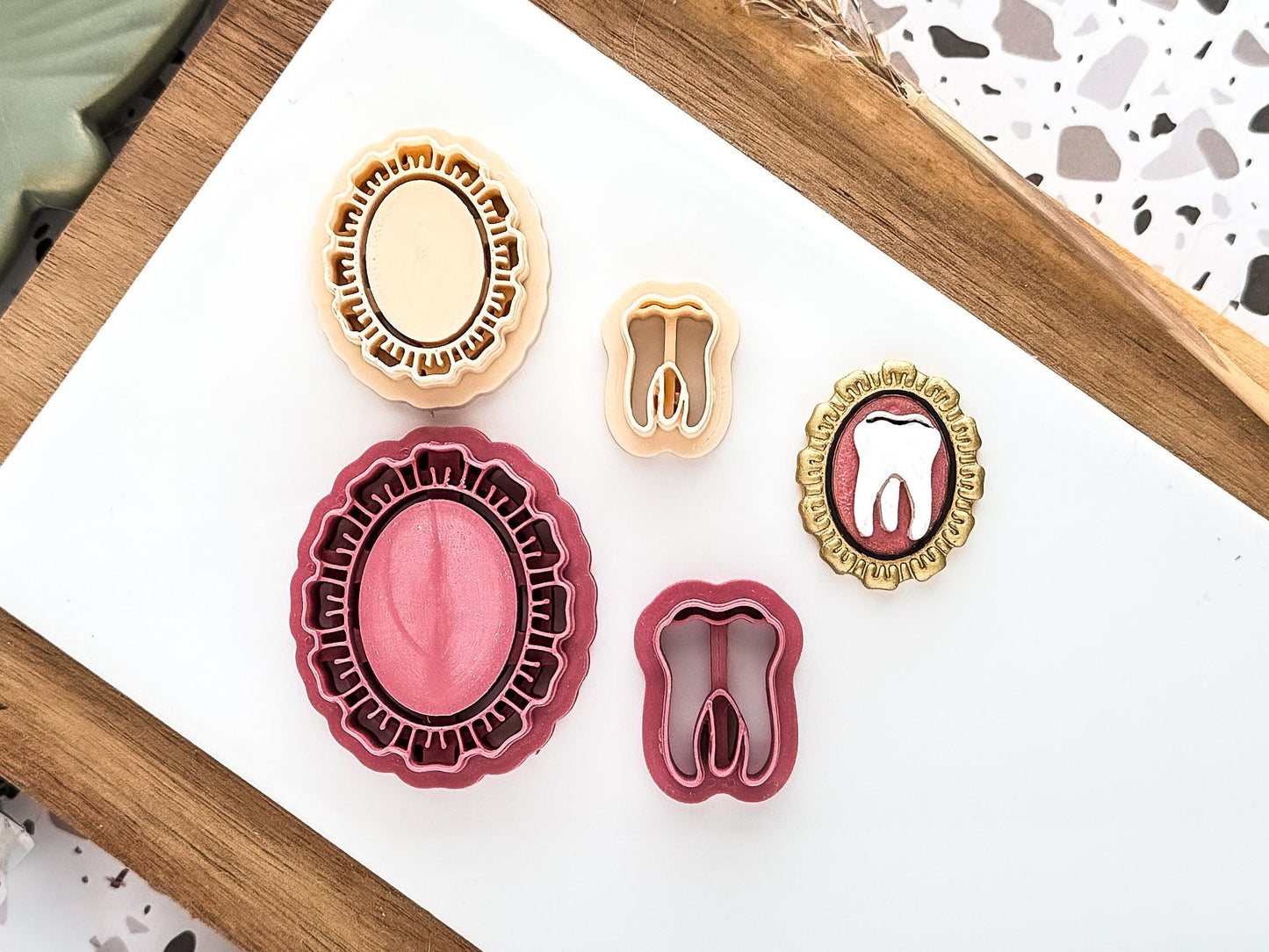 Gothic Frame Clay Cutter Set: Ornate Frame and Tooth Shaped Cutters, 2.5 - 4.5 cm-Halloween / Goth Cutters