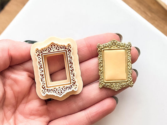 Rectangle Frame Clay Cutter: Vintage Style Embossed Polymer Clay Tool, 3.5 - 6.5 cm-Romantic Clay Cutters