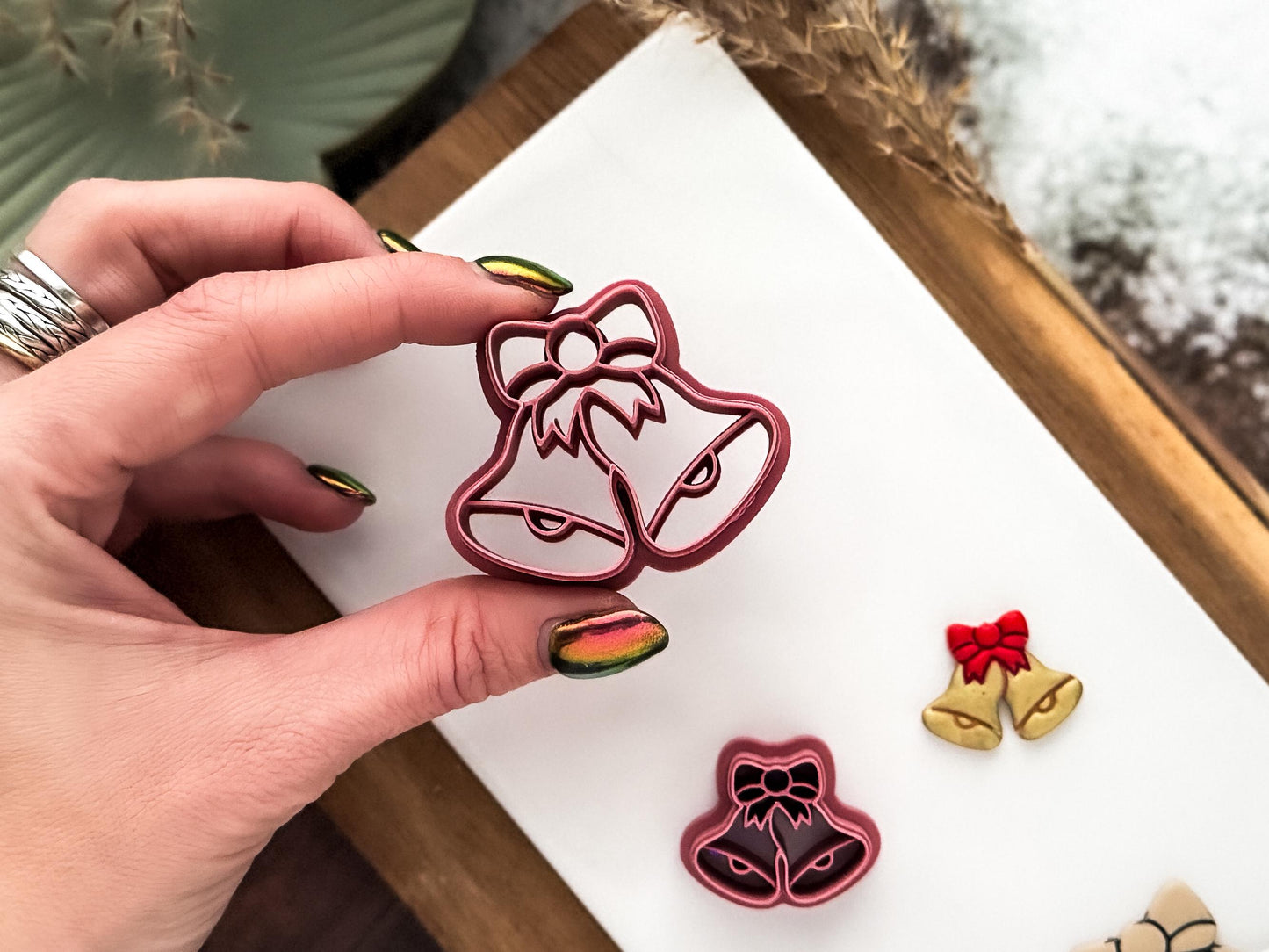 Christmas Bell Clay Cutter, Double Bell with Bow Design, 2.5 - 4.5 cm-Christmas Clay Cutters