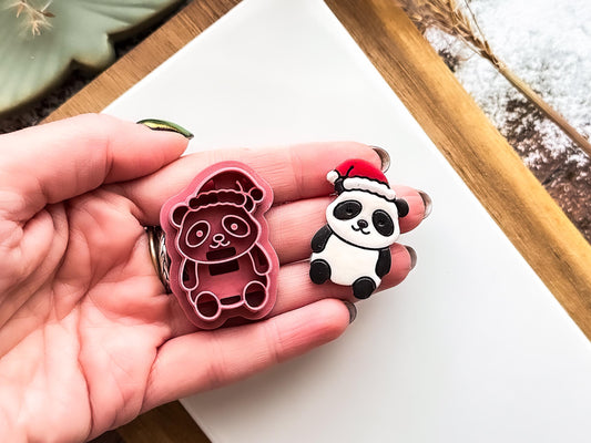 Christmas Panda Clay Cutter with Santa Hat for Polymer and Metal Clay, 3 - 5cm-Christmas Clay Cutters