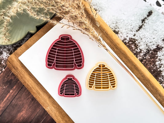 Christmas Jumper Clay Cutter: Striped Sweater Shape Tool, 2.5 - 4.5cm-Christmas Clay Cutters