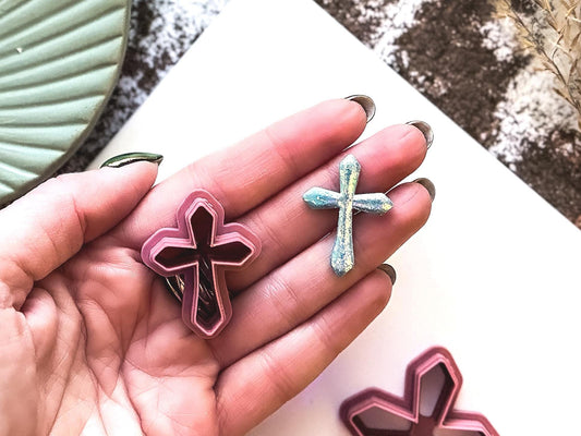 Cross Clay Cutter 1 - Rounded Point Cross Shaped Cutter for Polymer Clay, Metal Clay, Fondant, Various Sizes-Basic Clay Cutters