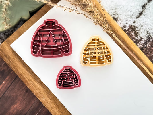 Christmas Tree Jumper Clay Cutter: Festive Sweater Design, 2.5 - 4.5cm-Christmas Clay Cutters
