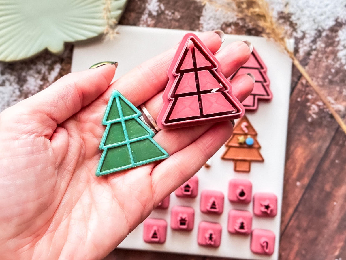 Christmas Shelf Cutter Bundle - 3 Shelf Cutters + 15 Mini Christmas Ornament Cutter Shapes, 4 Sizes Available, UK Made-Christmas Clay Cutters