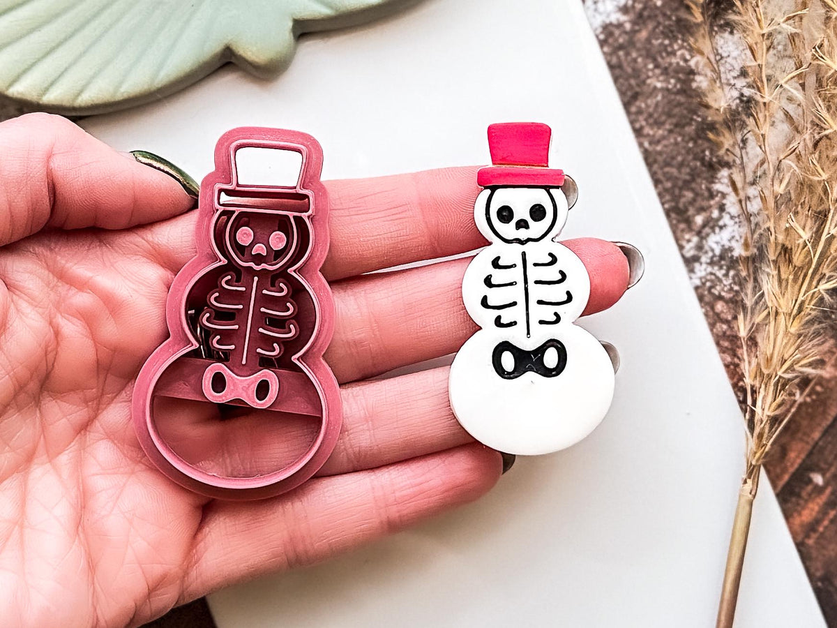 Clay Cutter - Skeleton Snowman with Top Hat, Spooky Festive Tool For Polymer Clay-Christmas Clay Cutters