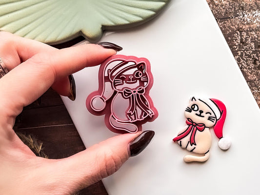 Cat Clay Cutter, Chirstmas Hat Animal Polymer Clay Tool, 2.5 - 4.5 cm-Christmas Clay Cutters