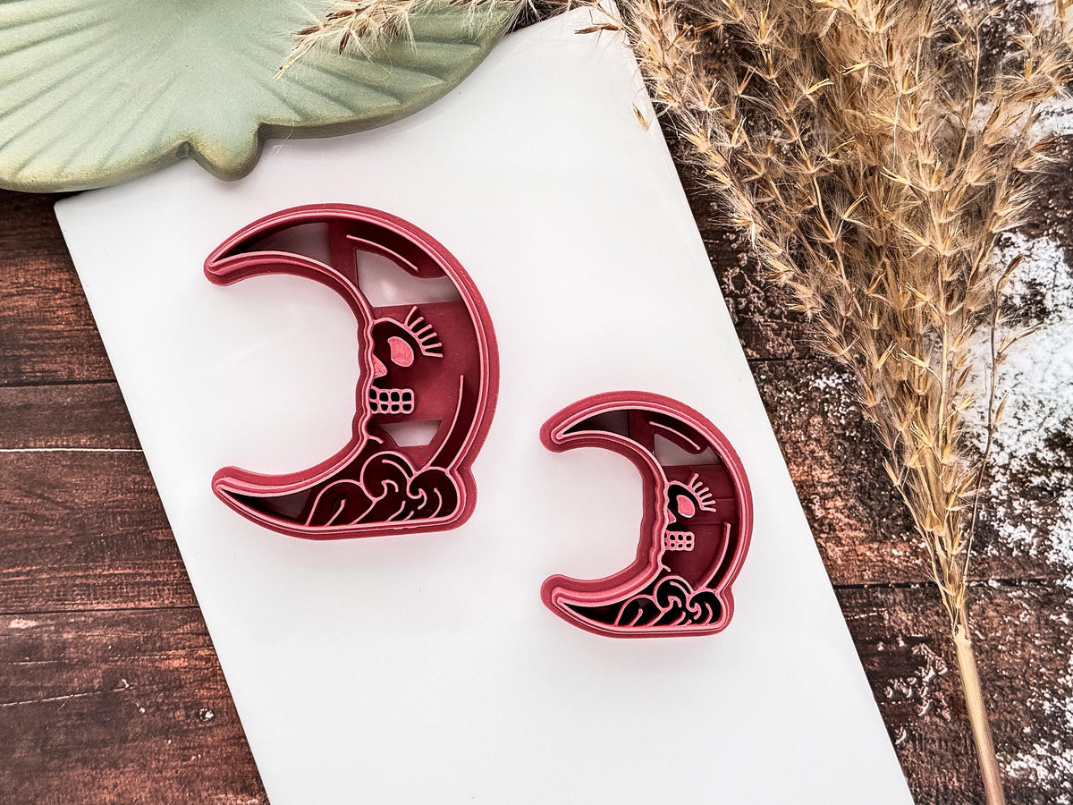 Skull Moon Cutter For Metal Clay Polymer Clay And Fondant, 3.5 - 5.5 cm-Celestial Clay Cutters