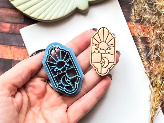 Celestial Frame Cutter, Sun Moon Clouds And Star Details, Polymer Clay Cutter, 5 Sizes-Celestial Clay Cutters