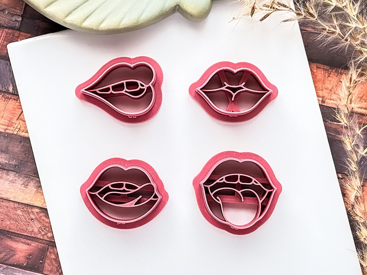 Lips Clay Cutters 4 Piece Set, 2 - 4.5 cm, Made In The UK-Valentines Clay Cutters